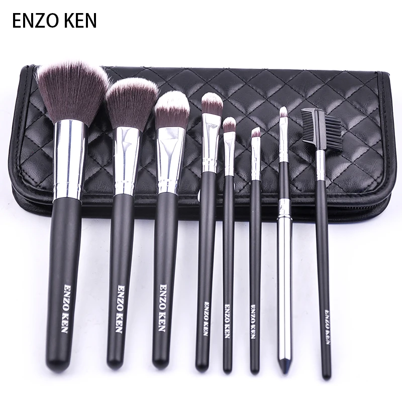 Кисти для макияжа с чехлом ENZO KEN 8 шт. синтетические кисти основы под макияж