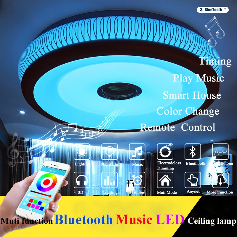 Умная современная люстра RGB 36 Вт светодиодный лампы с регулируемой яркостью Bluetooth