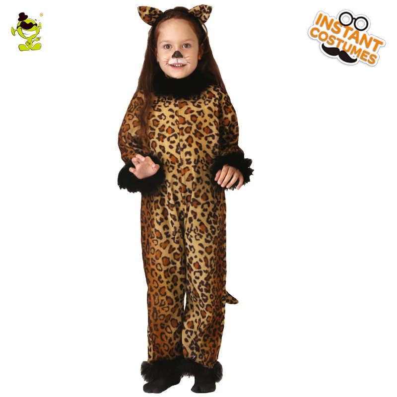 

Child Leopard Costumes Dress Up Birthday Party Cospaly Girl Mascot Animal Leopard Jumpsuit for Chrismas Clothes