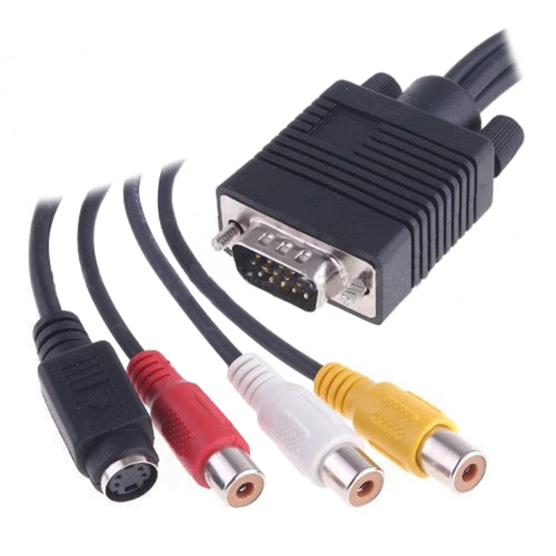 VGA SVGA К S видео 3 конвертер RCA AV ТВ выход кабель адаптер гнездо rca для портативных ПК