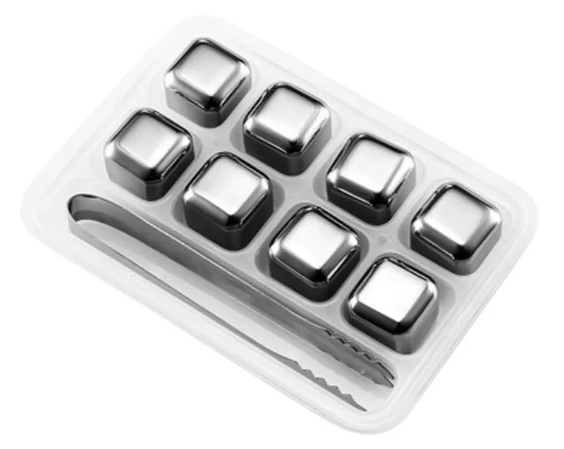 8PCS 8 шт. Нержавеющая сталь 304 кубики льда виски Ice охладители держатель холодный камень WhiskeyWine/охладитель Rocks Поставок Бар KTV BK002 - Цвет: 8PCS