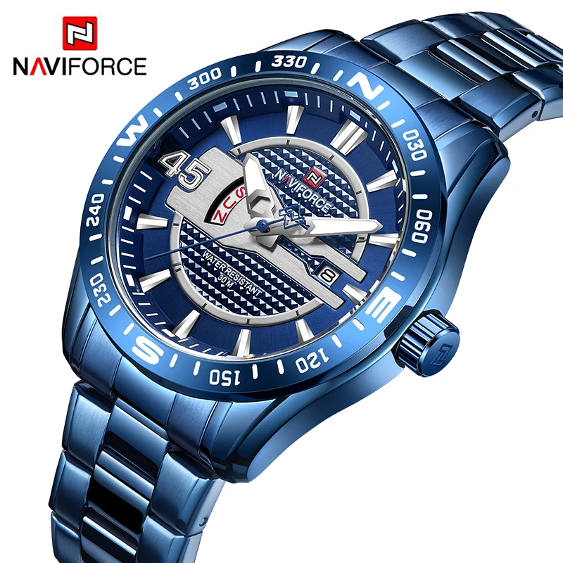 Часы наручные NAVIFORCE Мужские кварцевые модные роскошные деловые
