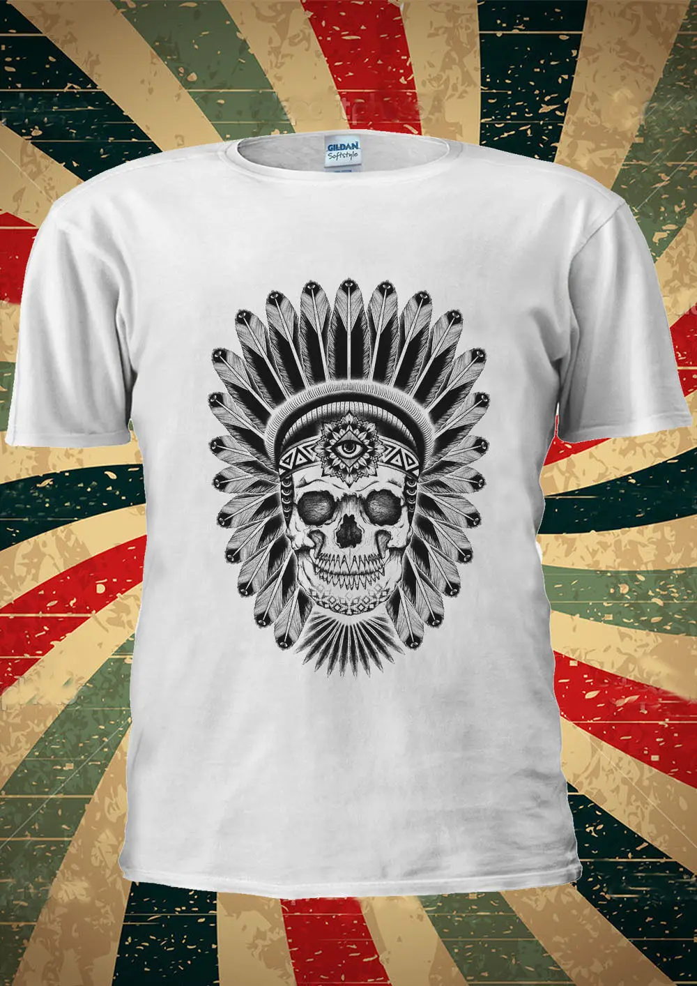 Индийский череп скелет прохладный Инди Tumblr модная футболка для мужчин и женщин