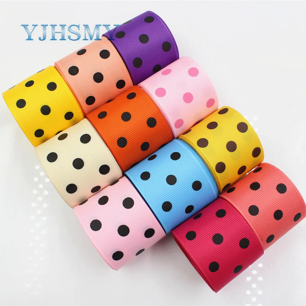 YJHSMY 1762225 38 мм 10 ярдов ленты в горошек термопечать grosgrain Свадебные аксессуары DIY
