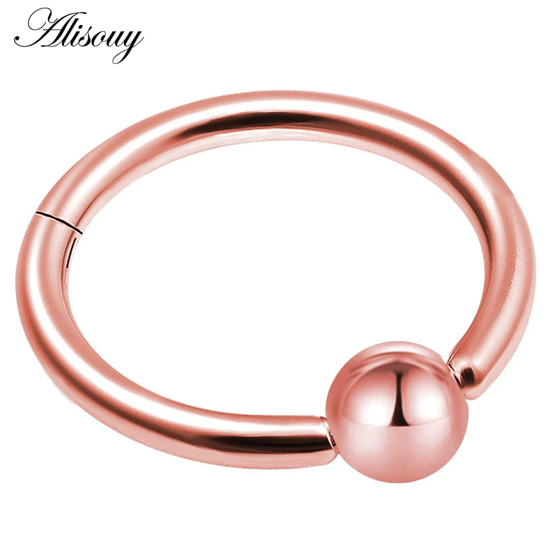 EM0894-3 Rose Gold 1 шт., 6 видов стилей, двухслойные стальные кликер, сегментные кольца для носа, шарнирное кольцо для пирсинга перегородки носа, для женщин и мужчин, ювелирные изделия для тела, Ombligo - Окраска металла: EM0894-3 Rose Gold
