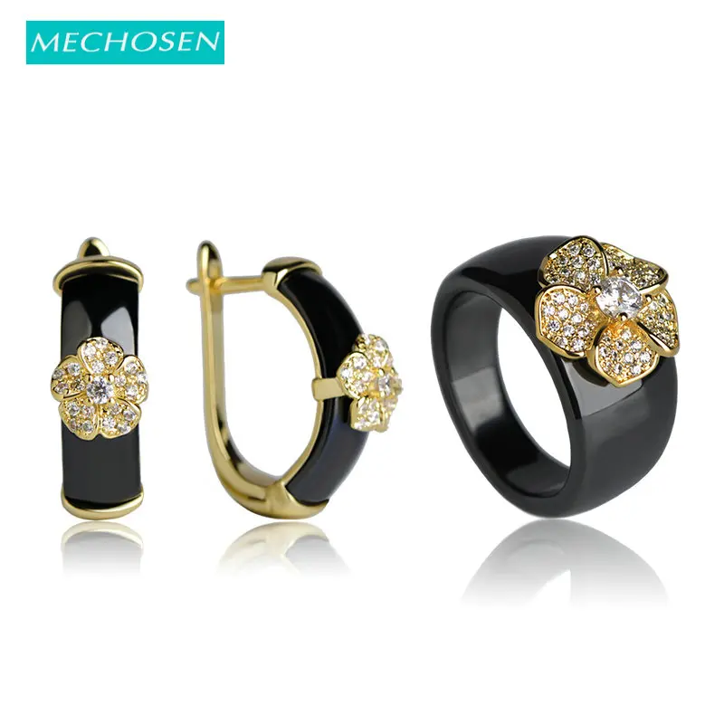 MECHOSEN роскошные медные серьги и кольца ювелирные наборы белый керамический Anneaux