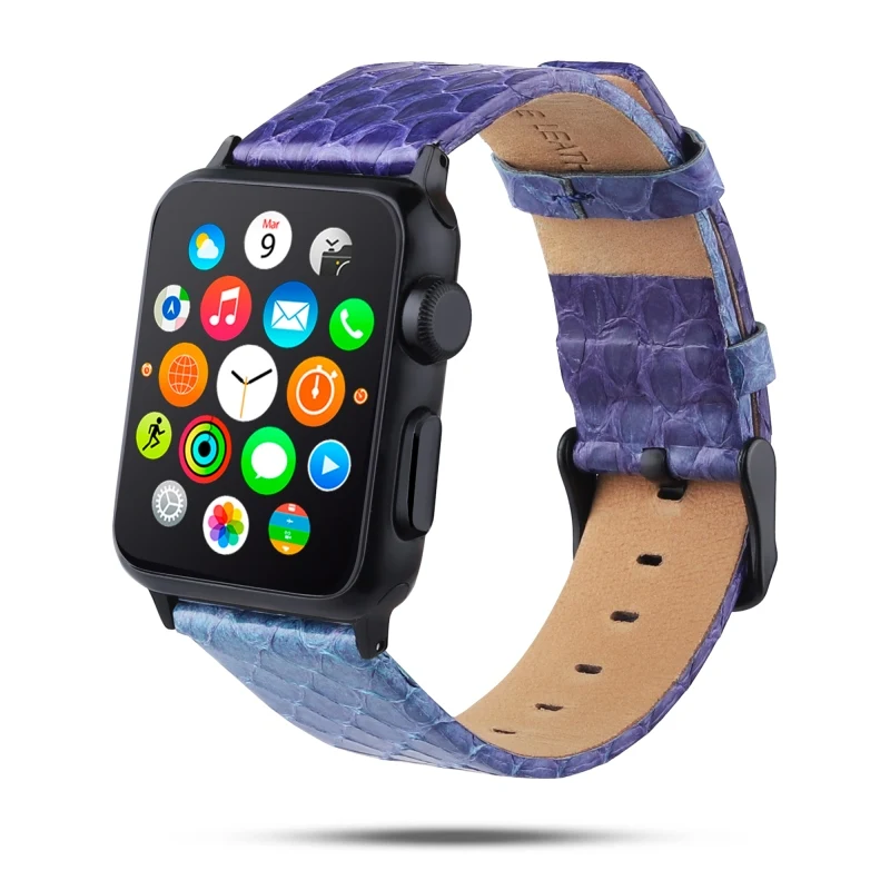 purple Модный Роскошный кожаный ремешок для apple watch 5 4 3 2 1 ремешок для наручных часов iwatch, 38, 40, 42, 44 мм пряжкой ремешок для часов - Цвет ремешка: purple