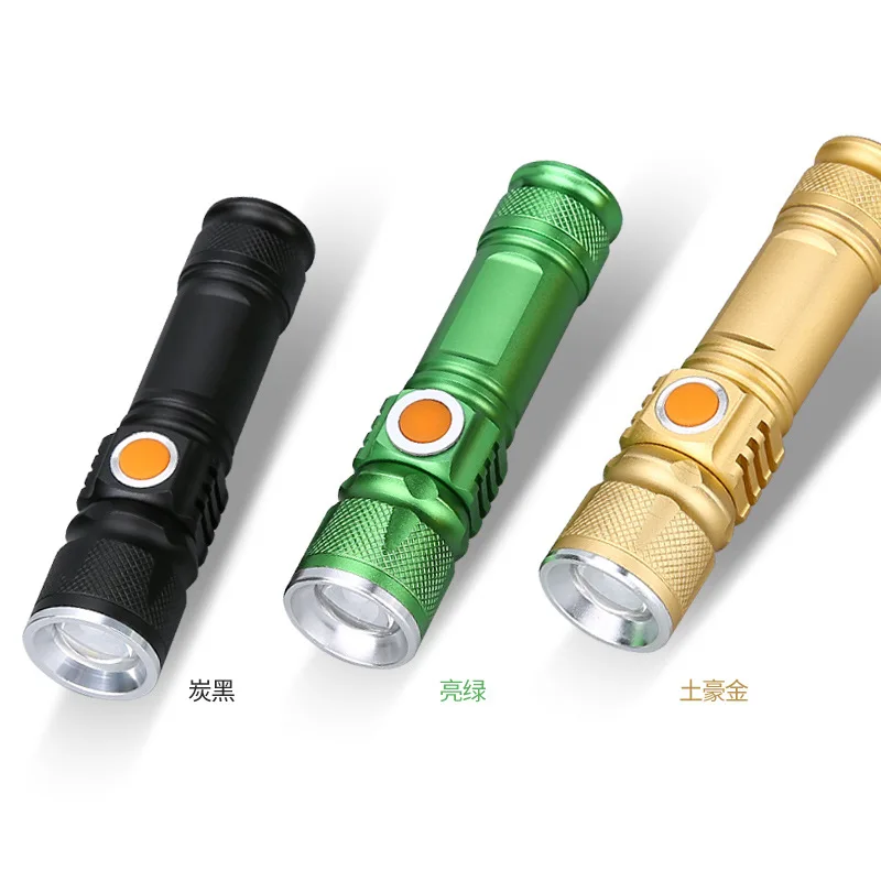 Светодиодный фонарик с зумом Перезаряжаемый USB фонарь водонепроницаемый