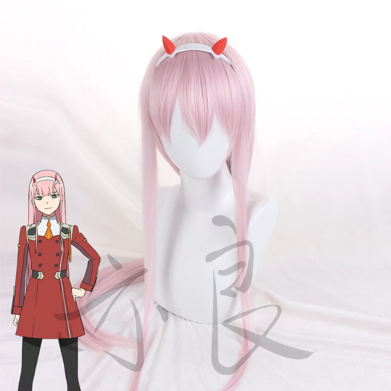 DARLING in the FRANXX Code 02 парик повязка на голову ноль два длинных прямых розовых аниме