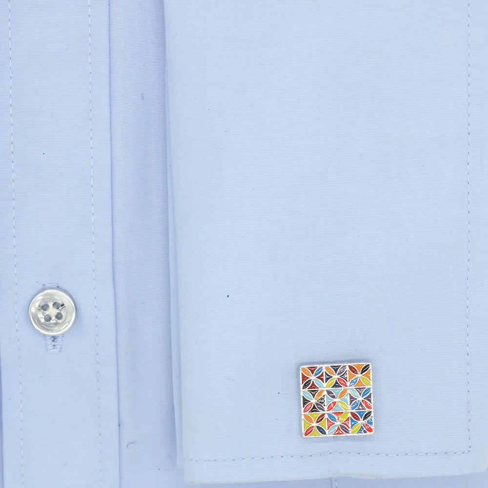 Мужские Разноцветные квадратные манжеты медный материал цветочный