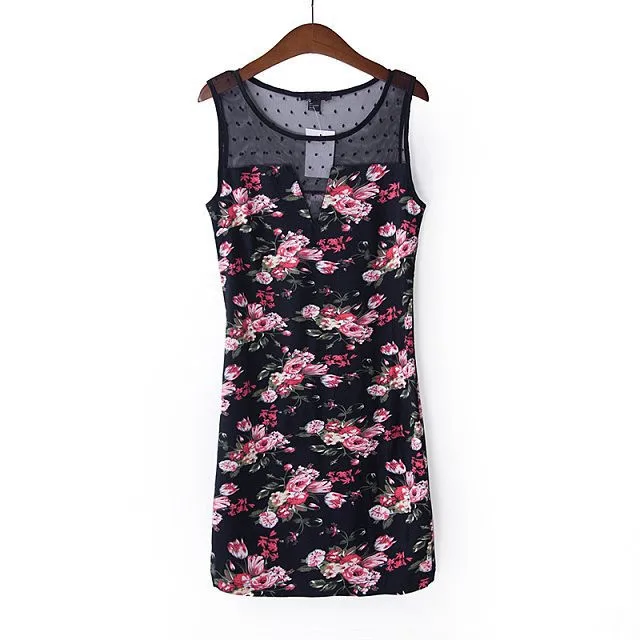 New 2015 Peony Dress Sheath The European and American Style Stretch Cotton Lace Joining Together S-L | Женская одежда
