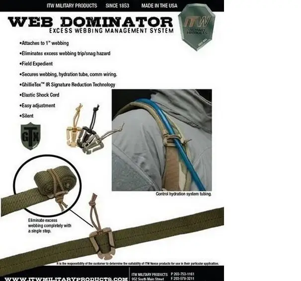 EDCGEAR 10 шт./лот ITW Webdom веб Dominator Молл рюкзак карабин упругий канат лямки пряжки