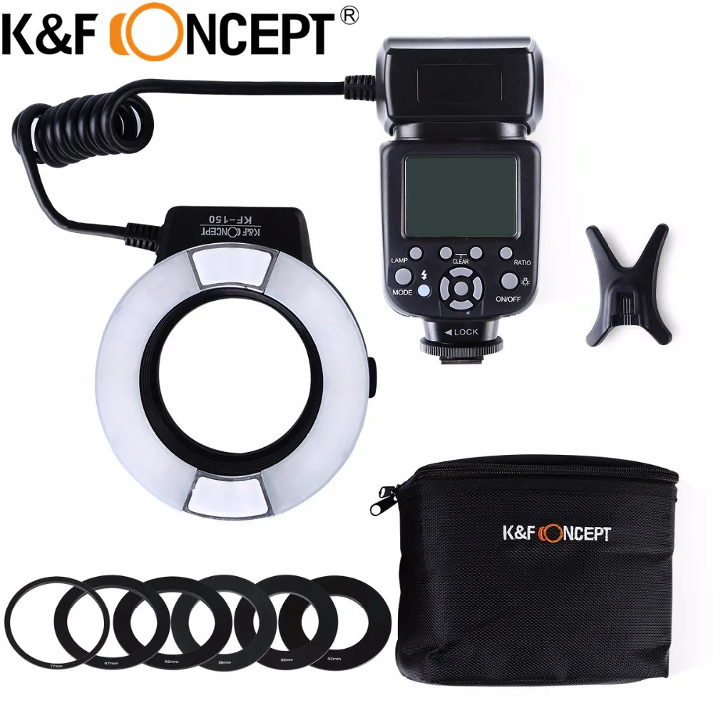 

K&F CONCEPT KF-150-N i-TTL TTL Macro Ring Light LCD Display for Nikon D5100 D3200 D5300 D3300 D300 DSLR Cameras free shipping