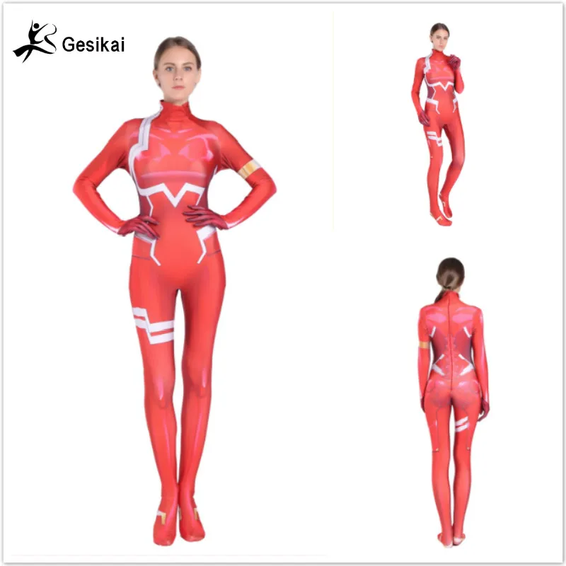 Женский костюм для косплея Дарлинг во Франции Zero Two из спандекса зентай женский