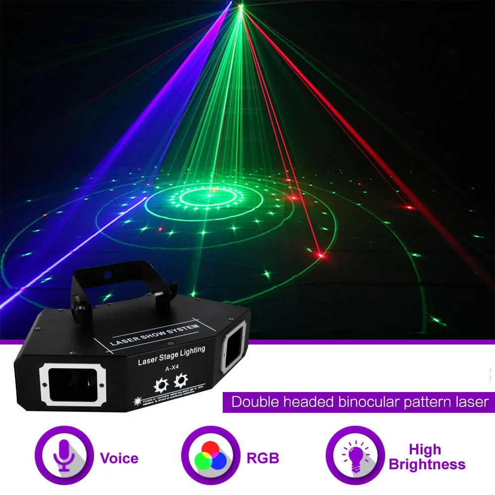 Sharelife 4 объектива RGB Полноцветный узор DMX луч сеть лазерный светильник домашний Gig