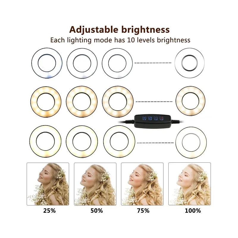 Световое кольцо для селфи LED лампа универсальная с гибким держателем телефона