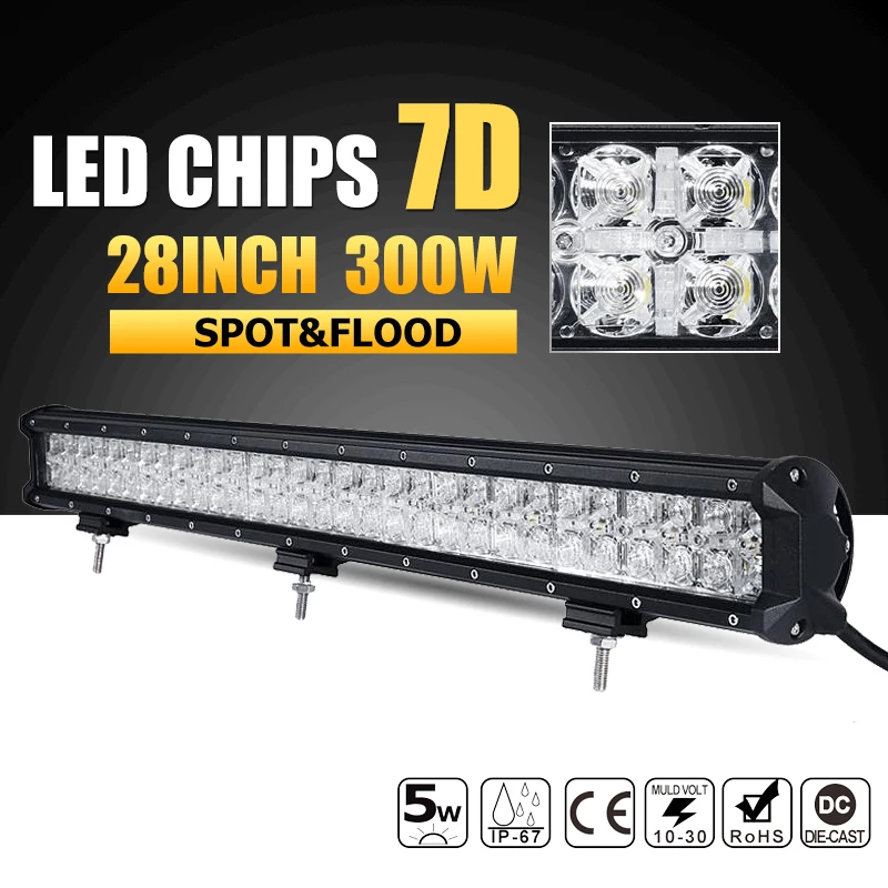Светодиодная балка Oslamp 7D 300 Вт 28 дюймов рабочий свет комбинированный луч