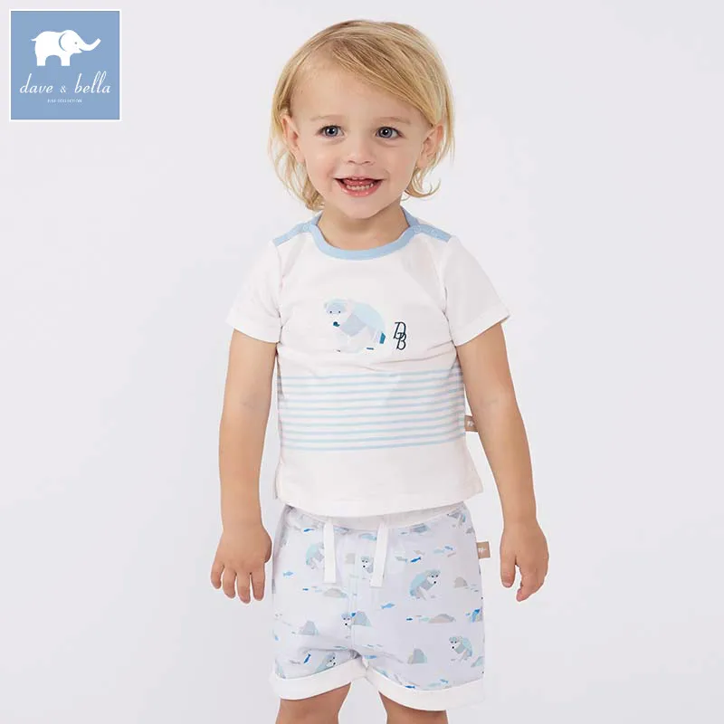 Dave bella summer baby clothing sets boys bear printing clothes children t shirt+shorts 2 pcs toddler outfit DBF7291 | Детская одежда и