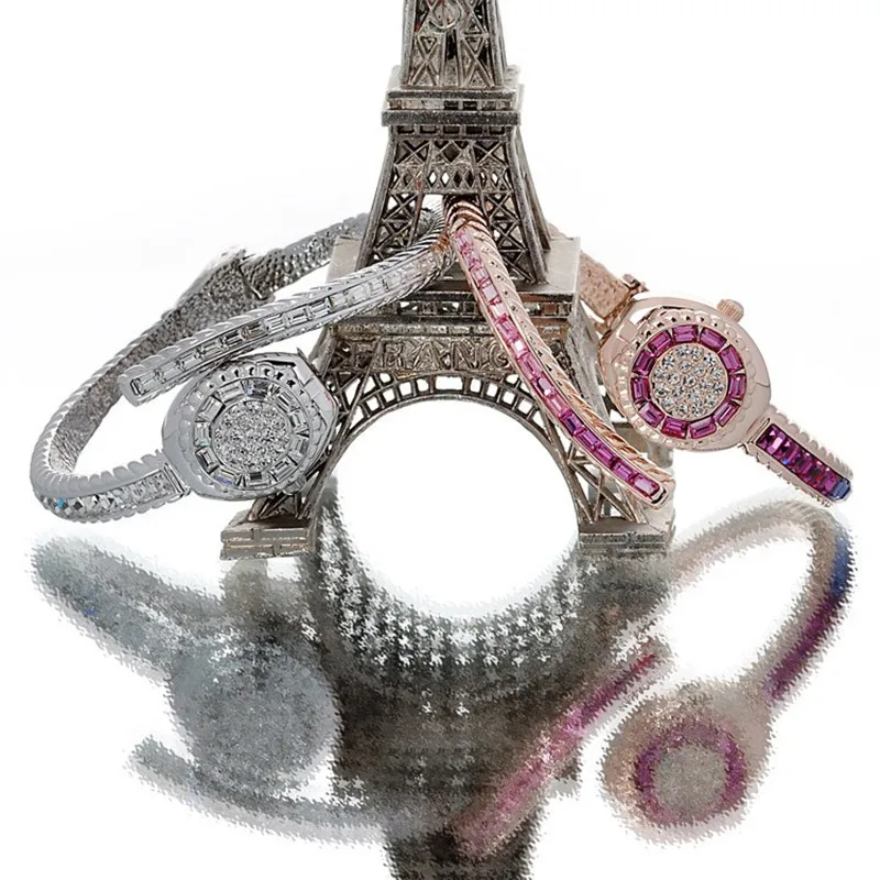 

Melissa Luxury Women Rhinestones Bangle Watches Delicate Infinity Jewelry Wristwatch Fantasy Crystals Thin Bracelet Watch Quartz