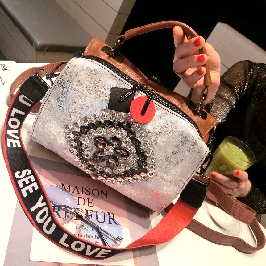 Women Diamonds PU Leather Casual Handmade Woven Tote Bag Vintage Shoulder Retro Large Capacity Messenger Bags | Багаж и сумки