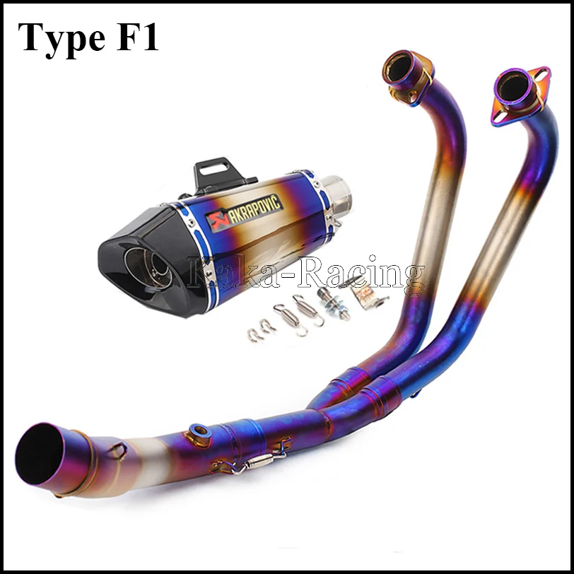 Type F1 MT-03 MT03 мотоцикл Akrapovic глушитель выхлопной трубы полная система скольжения Передняя средняя труба для Yamaha R3 YZF R25 - Цвет: Type F1