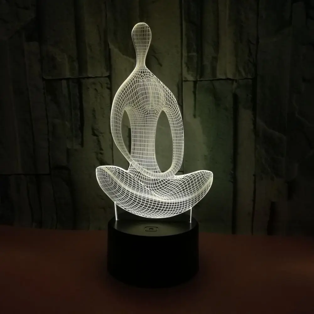 Йога Медитация 3D свет Иллюзия ночник 7 цветов креативная USB акриловая