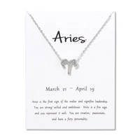 fashion jewelry zodiac 12 constellation aries pendant necklace for women birthday gifts white card message