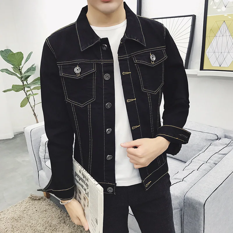 Куртка джинсовая мужская однобортная в стиле хип-хоп весна-осень 2020 |