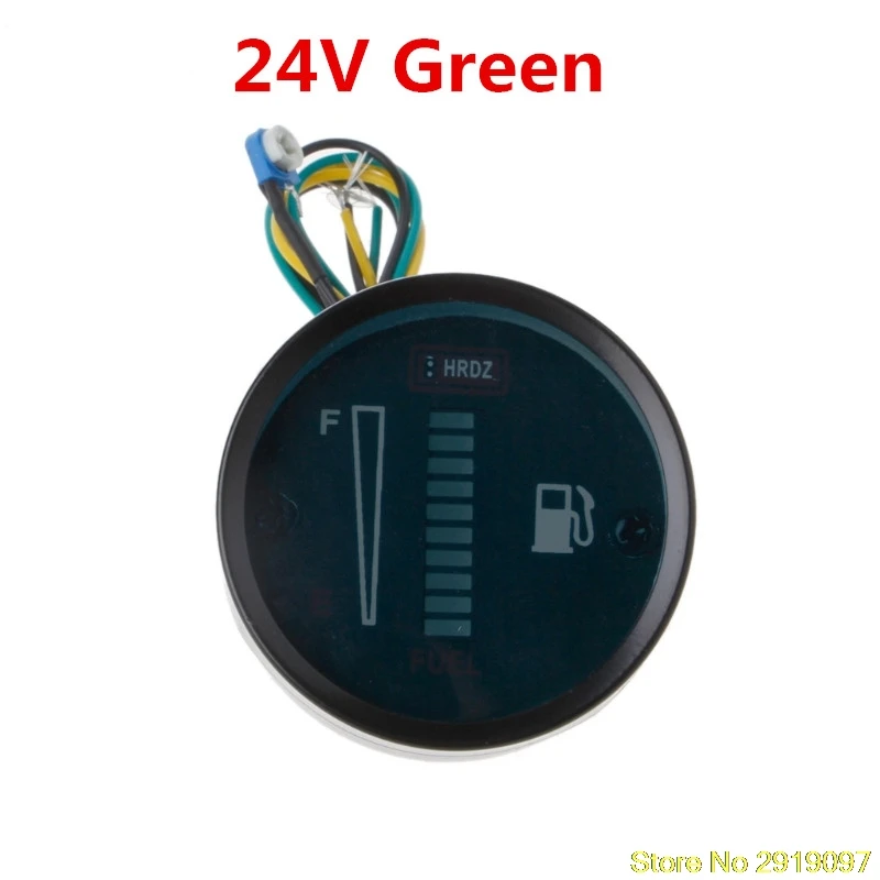 24V Green 12 V/24 V Универсальный " 52 мм автомобиль мотоцикл измеритель уровня топлива датчик 8 Светодиодный светильник Дисплей - Цвет: 24V Green