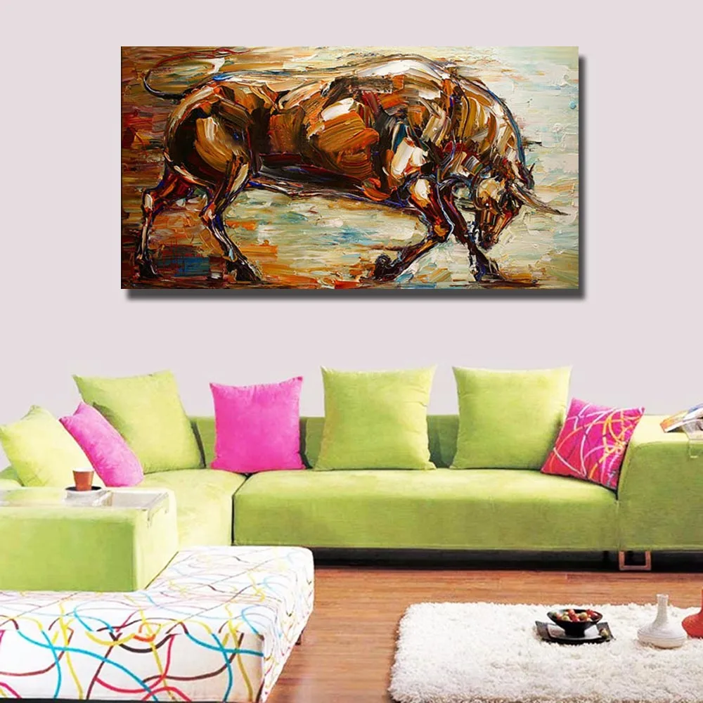 Angry ox wild bull масло для животных расписанное вручную 100 Современное абстрактное