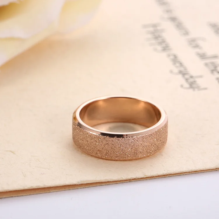 YiKLN Новое дизайнерское винтажное матовое кольцо из титановой стали 6 мм розовое