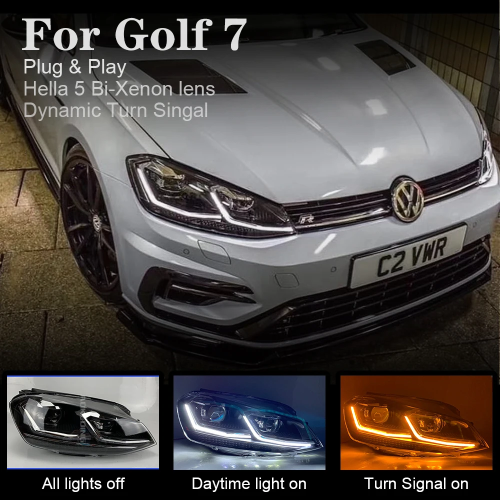 Автомобильный Стайлинг для Golf 7 фар 2013 2018 5 дизайн светодиодный ная фара DRL