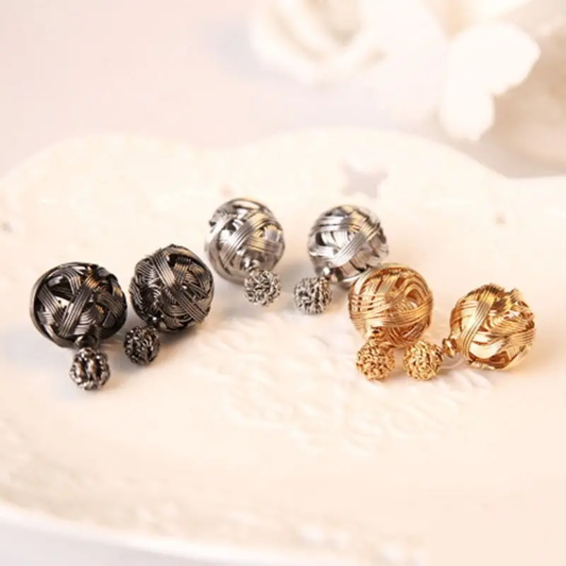 Двойные серьги гвоздики с двумя шариками жемчужные для девочек ювелирные