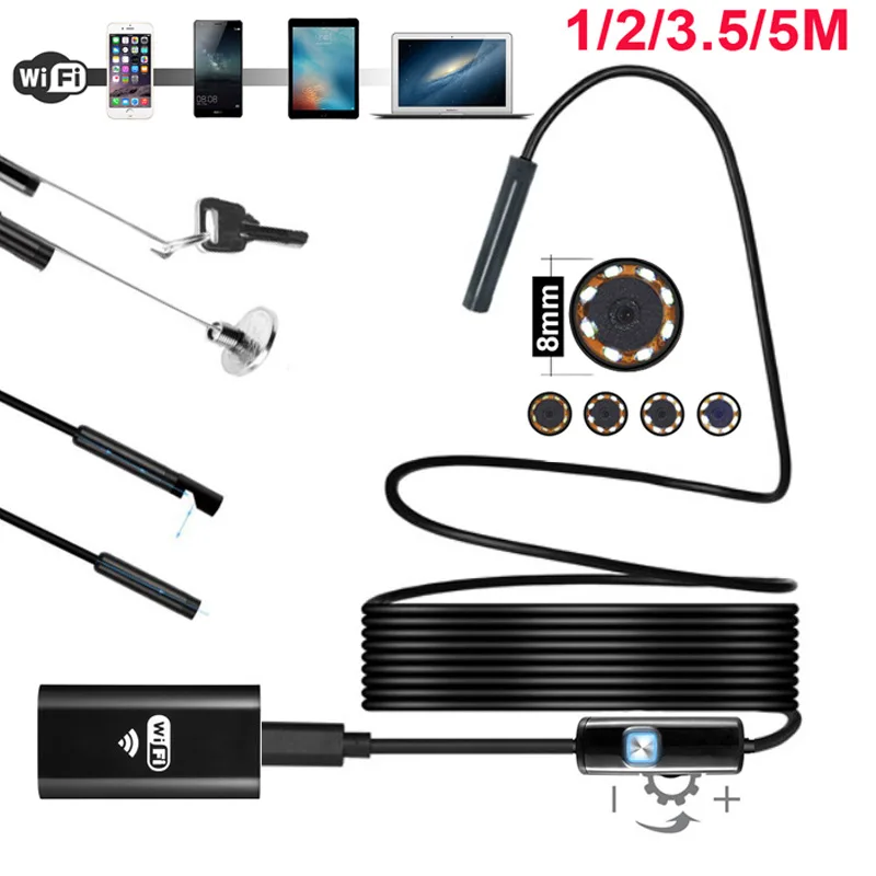 HD 720P WiFi эндоскоп камера 1 м/2 м/3 5 м/5 м Змеиный кабель водонепроницаемый