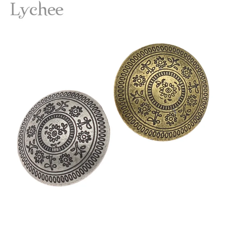 Lychee Life 10 шт. винтажные Цветочные Резные металлические пуговицы Ретро круглая