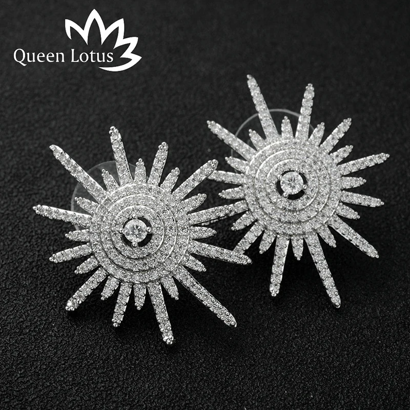 Женские антиаллергенные серьги Queen Lotus гвоздики с фианитами индивидуальный