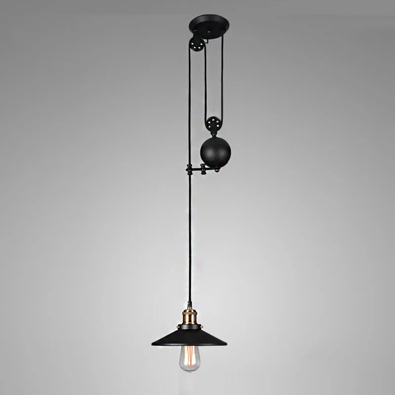 

loft Lifting pulley pendant light American retro industrial wind personality dining room bedroom lamp single head iron lamp