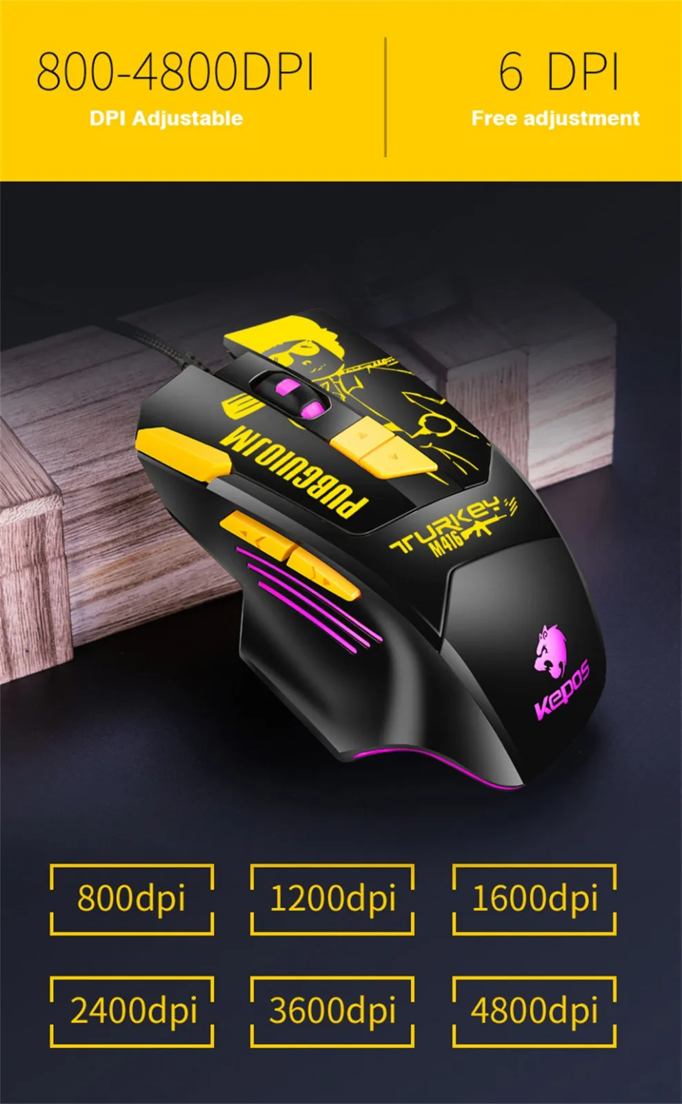 Проводная игровая мышь BLOODBAT M416 с 8 клавишами эргономичный дизайн оптическая 4800DPI