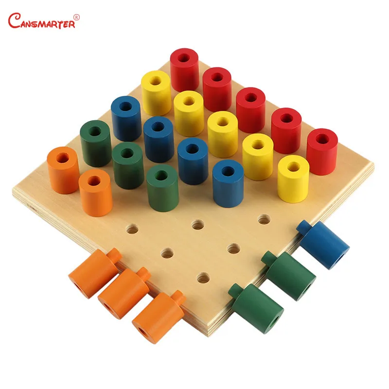 

Wooden Simple Pegs Math Toy Montessori Materials Colorful Cylinder Kids Learning Preschool Teach Aids Maths Sensory Toy SE071