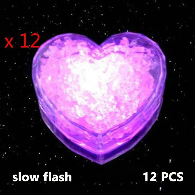 heart B 12 PCS Мигающие кубики льда свет воды Активизированный люминесцентный светящийся блок Рождество Свадебная вечеринка украшения праздничного стола реквизит x12 шт/уп - Цвет: heart B 12 PCS