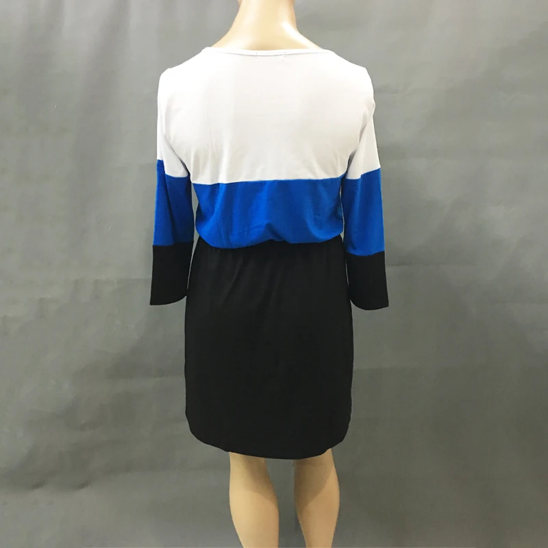 2018 плюс размер платья для женщин 4xl 5xl 6xl с длинным рукавом Миди платье полосатая
