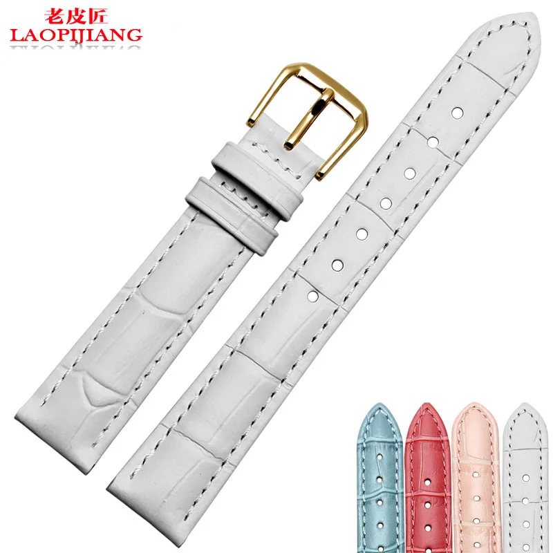 Ремешок для часов из натуральной кожи розовый удобный ремешок DW casio 12 14 16 18 19 20 мм с