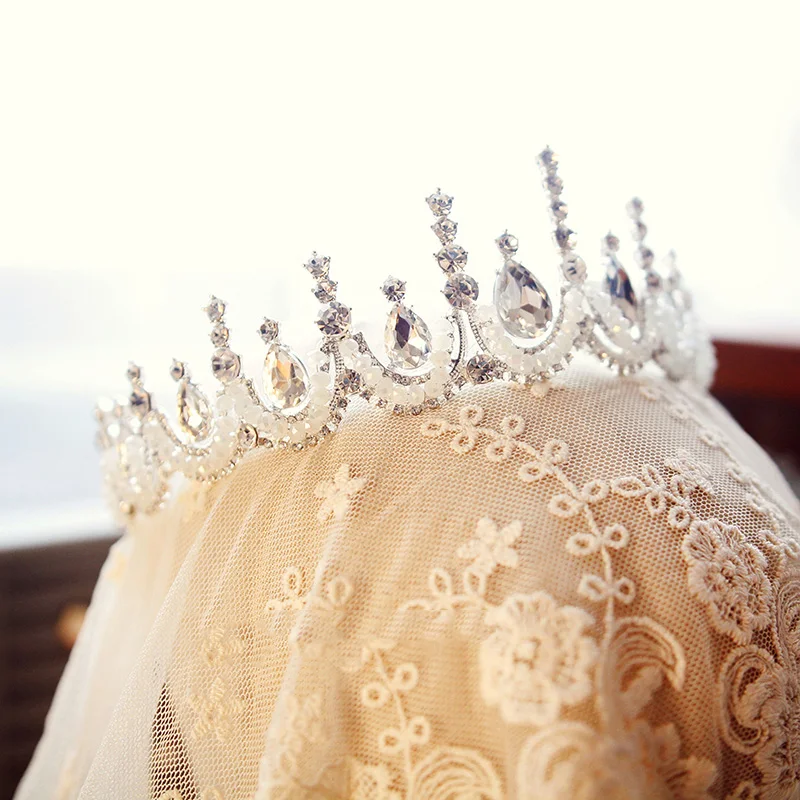 Himstory Fashion Handmade Beaded Tiara Crown Princess Bridal Wedding Headband Hair Accessories Headpiece Girls Prom Hairwear | Украшения и