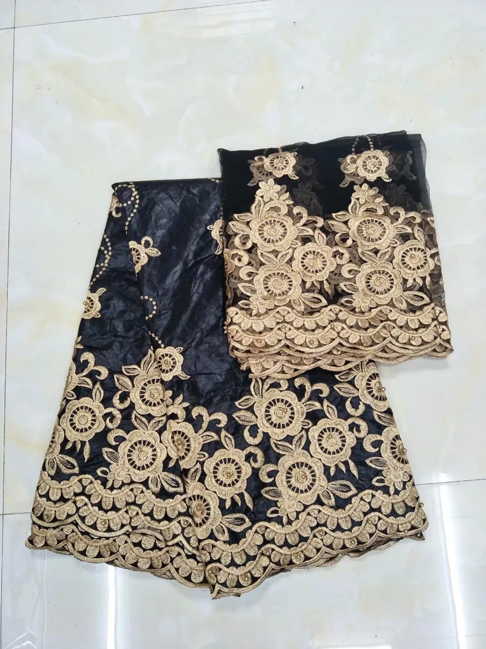 TK004 (5+2yards/set) Purple and gold 2018 wholesales African bazin lace fbaric with excellent embroidery for party dress | Дом и сад
