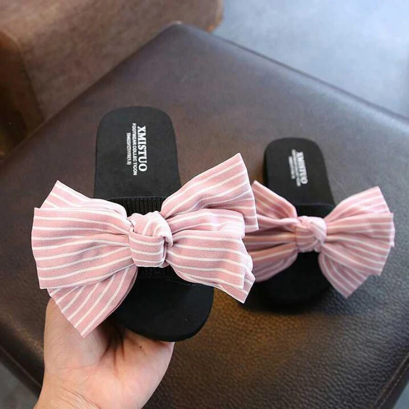 2018 Summer Casual Beach Sandal Baby Girl Black Mule Toddler Bow Children Slide Kid Fashion Slip On Slipper Kids Bowtie Slides | Детская