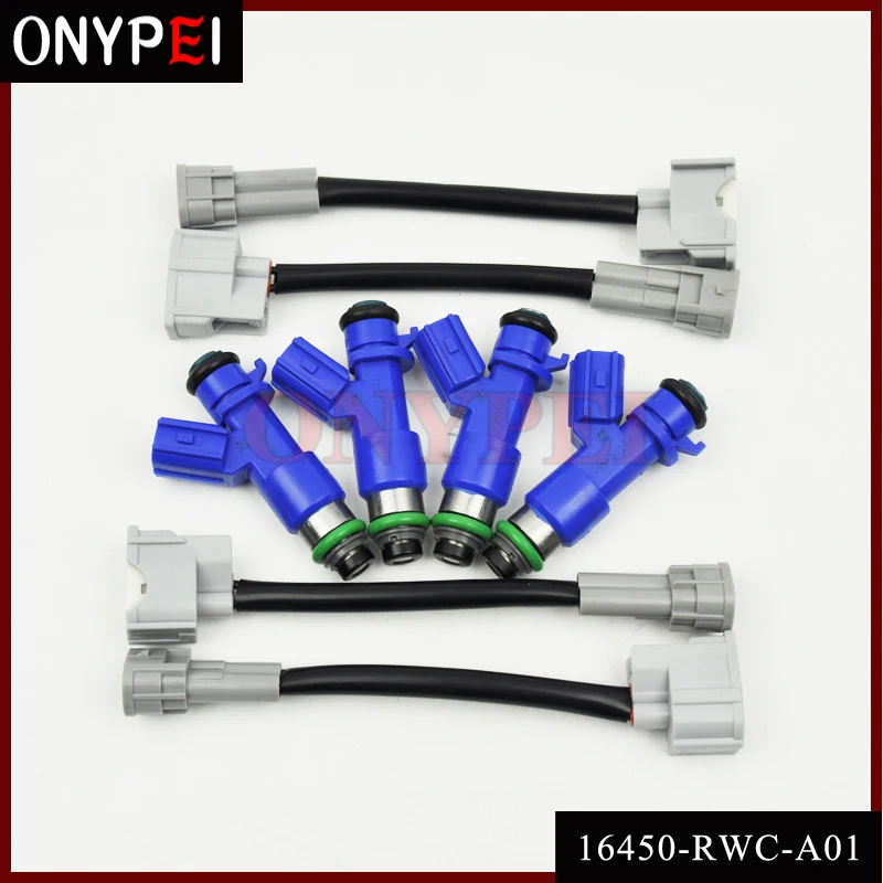 

4PCS Fuel Injector with plugs 16450RWCA01 16450-RWC-A01 for Acura HONDA 07-12 Honda Civic Integra RSX K20 K24 B16 B18
