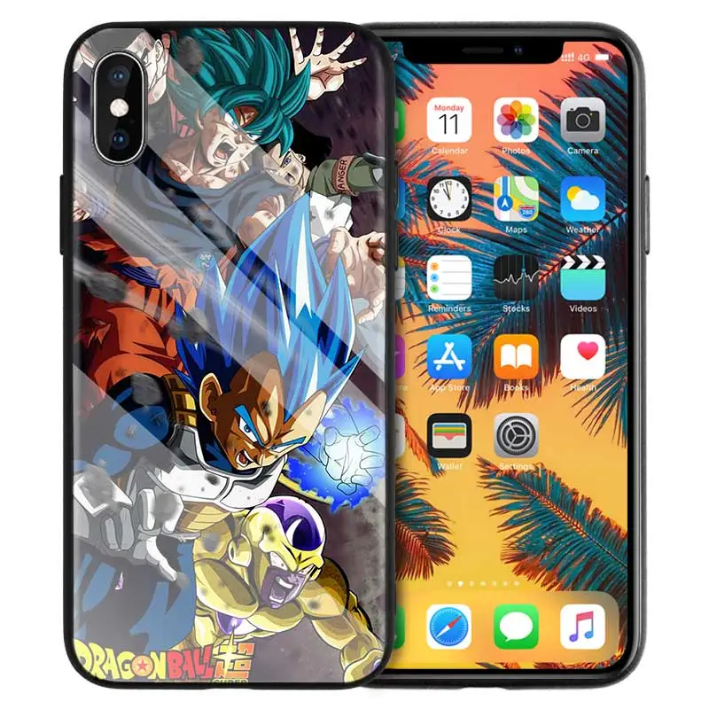 Чехол из закаленного стекла для iPhone 7, чехол для телефона iPhone 8, 6, 6 S, 11, 11 Pro, X, XR, XS MAX Plus, Dragon Ball, Vegeta, манга, мультяшный чехол - Цвет: 03
