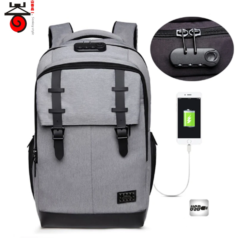Новый Анти Вор USB зарядка ноутбука рюкзак для мужчин модные повседневные