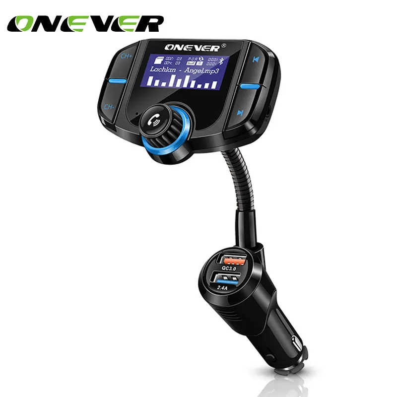 ONEVER вращающийся Bluetooth гарнитура для авто fm передатчик MP3 плееры модулятор с qc3.0 Dual