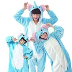 Фланель животных Единорог панды Onesie пижамы Для женщин теплые пижамы Семья подходящая друг к другу одежда для мамы и дочки пижамы